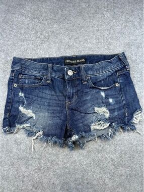 Express Denim Shorts Women's Size 4 Distressed Frayed Hem Casual Summer Cheeky